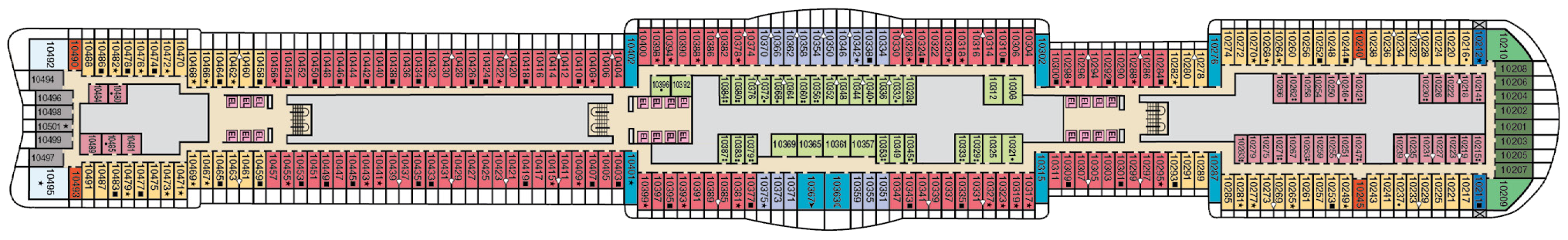 Deck 10 plan on Carnival Mardi Gras