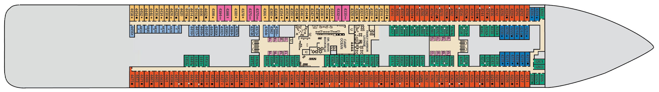 Deck 4 plan on Carnival Mardi Gras