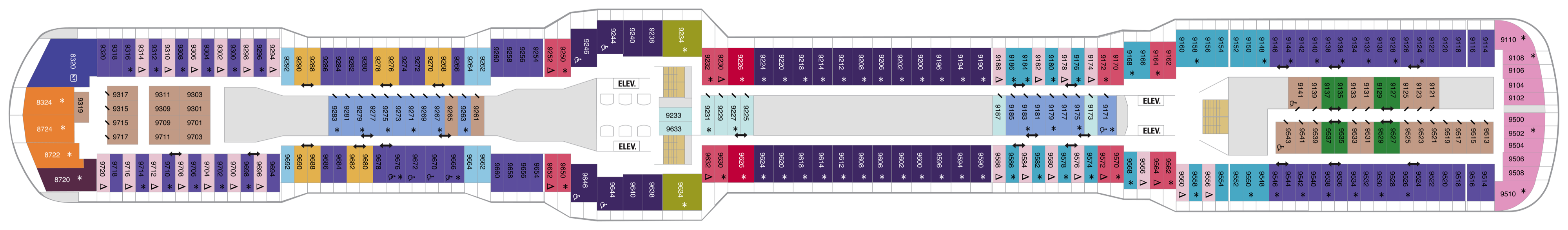 Deck 9 plan on Odyssey of the Seas