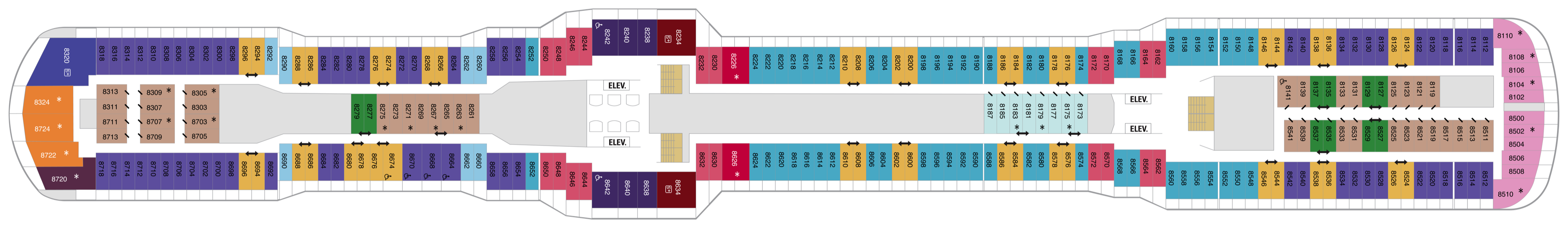 Deck 8 plan on Odyssey of the Seas