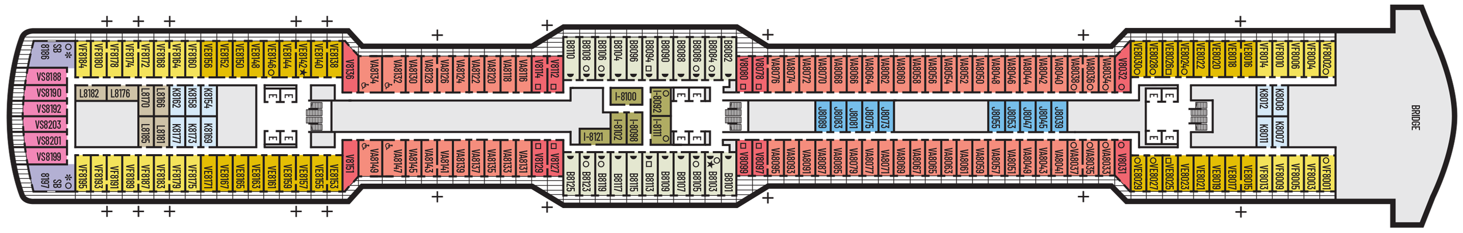Deck 8 plan on Rotterdam
