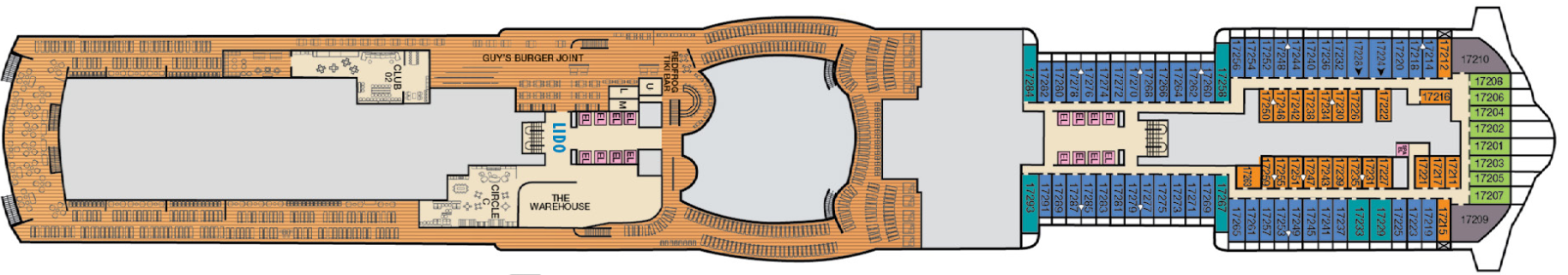 Deck 17 plan on Carnival Celebration
