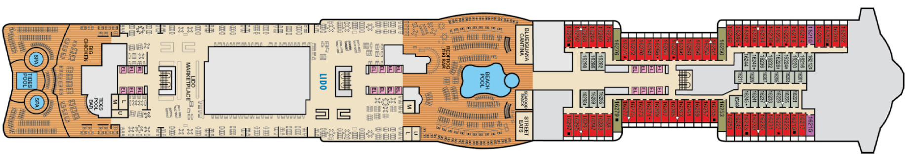 Deck 16 plan on Carnival Celebration
