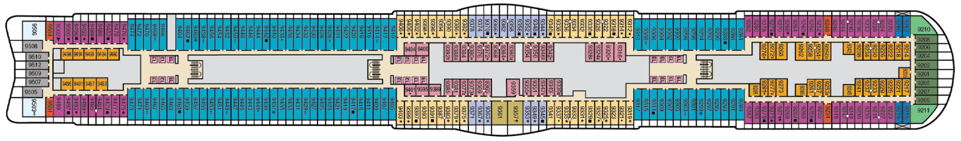 Deck 9 plan on Carnival Celebration