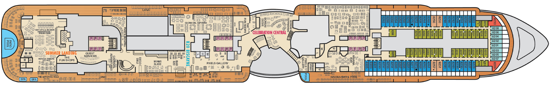Deck 8 plan on Carnival Celebration