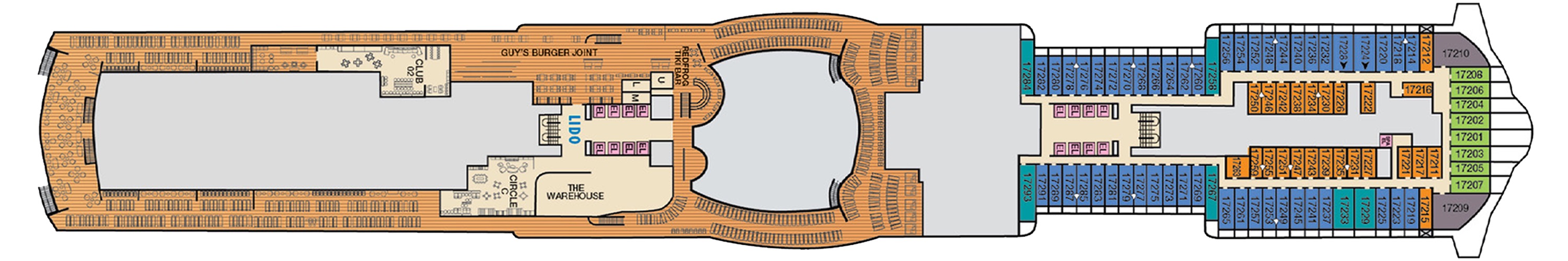 Deck 17 plan on Carnival Jubilee