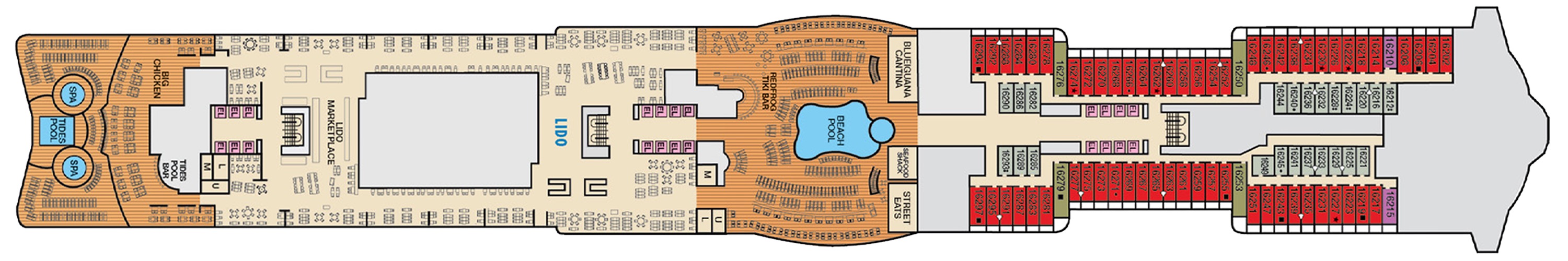 Deck 16 plan on Carnival Jubilee