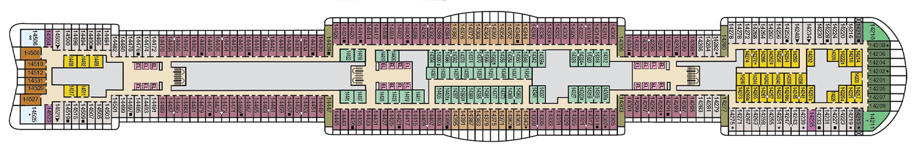 Deck 14 plan on Carnival Jubilee