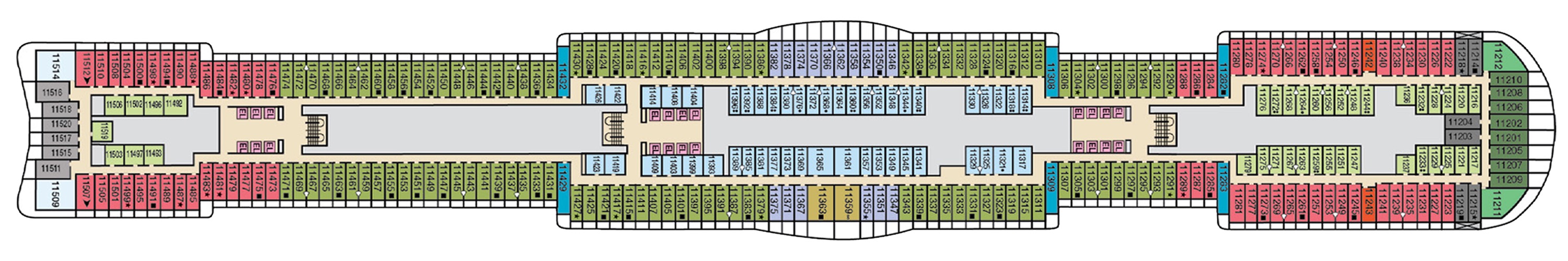 Deck 11 plan on Carnival Jubilee