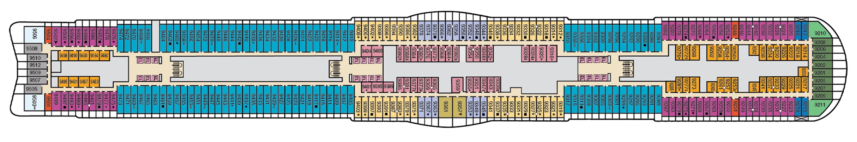 Deck 9 plan on Carnival Jubilee