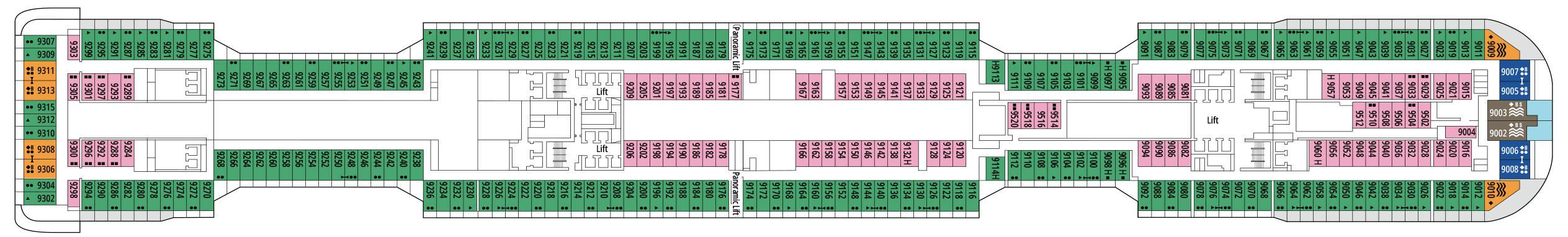 Deck 9 plan on MSC Euribia