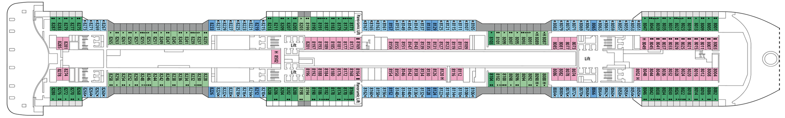 Deck 8 plan on MSC Euribia