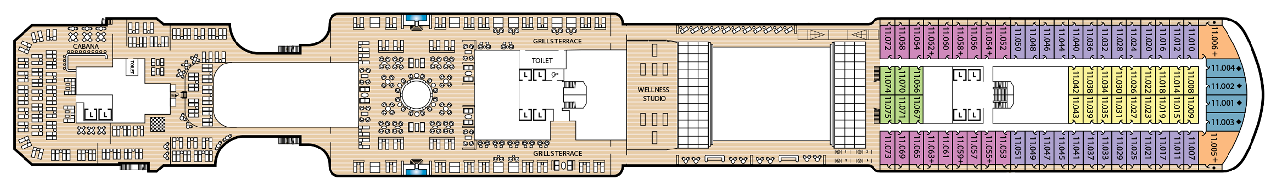 Deck 11 plan on Queen Anne