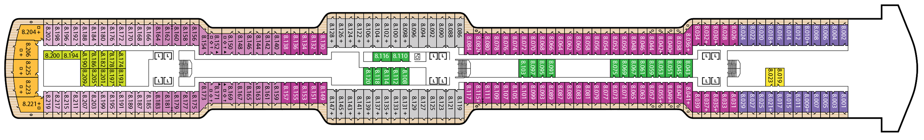 Deck 8 plan on Queen Anne