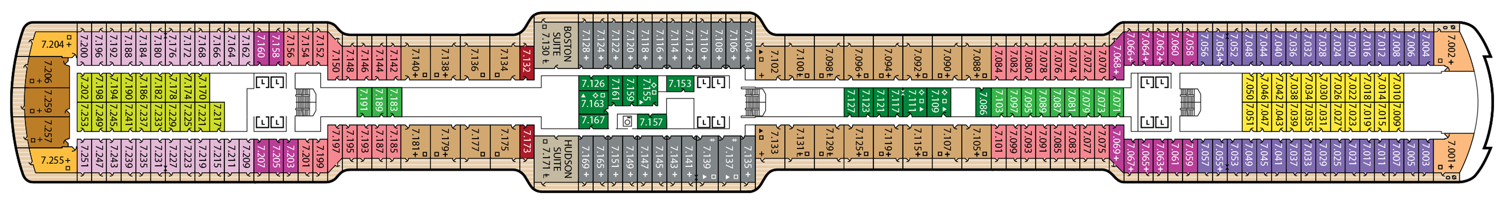 Deck 7 plan on Queen Anne