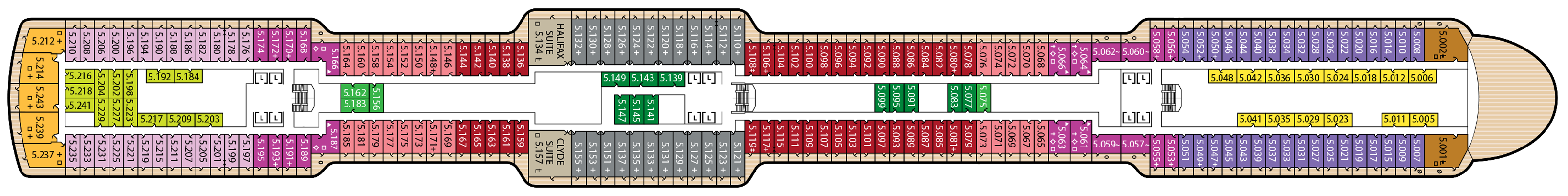 Deck 5 plan on Queen Anne