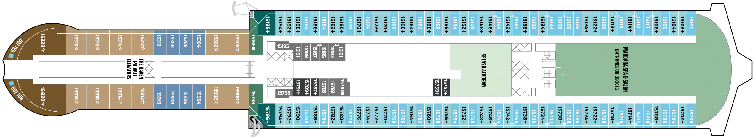 Deck 15 plan on Norwegian Viva