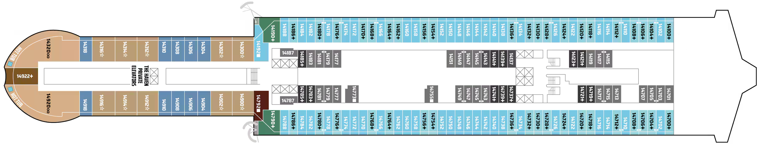 Deck 14 plan on Norwegian Viva