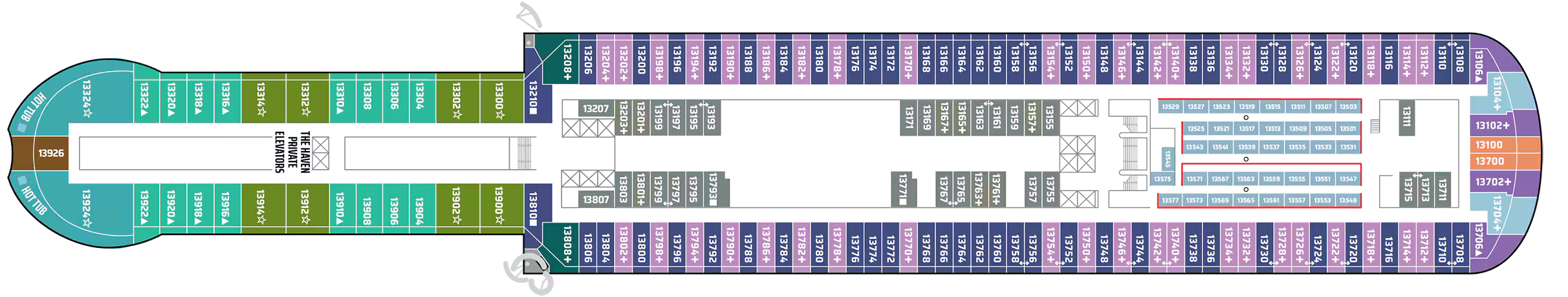 Deck 13 plan on Norwegian Viva