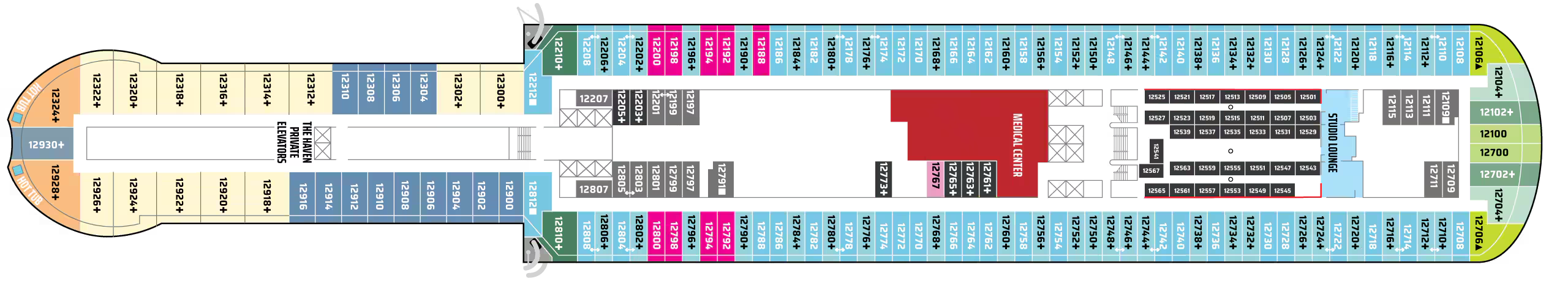 Deck 12 plan on Norwegian Viva
