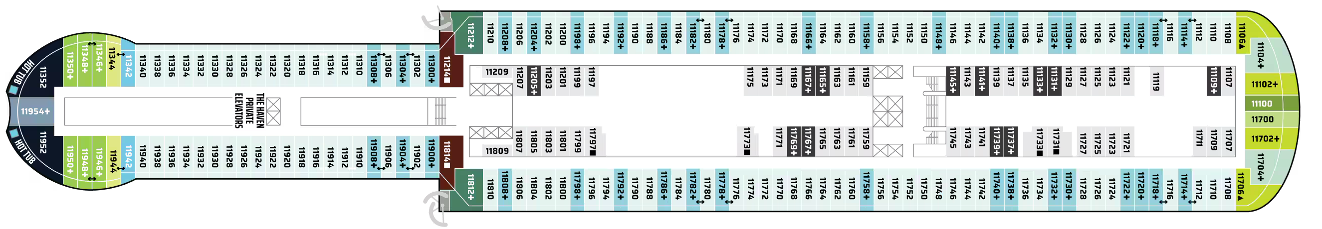 Deck 11 plan on Norwegian Viva