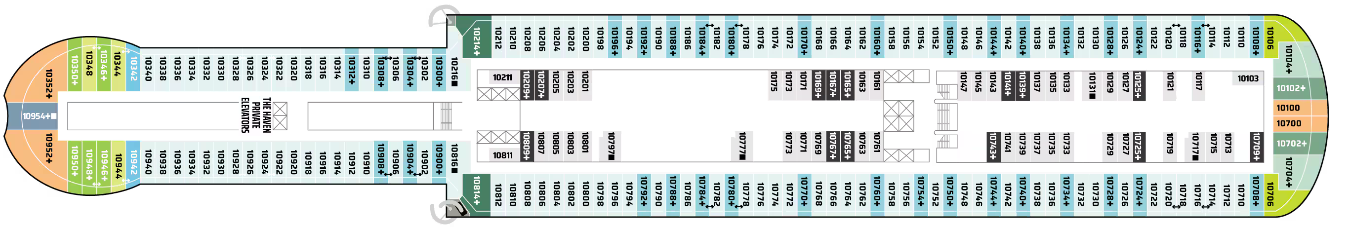 Deck 10 plan on Norwegian Viva