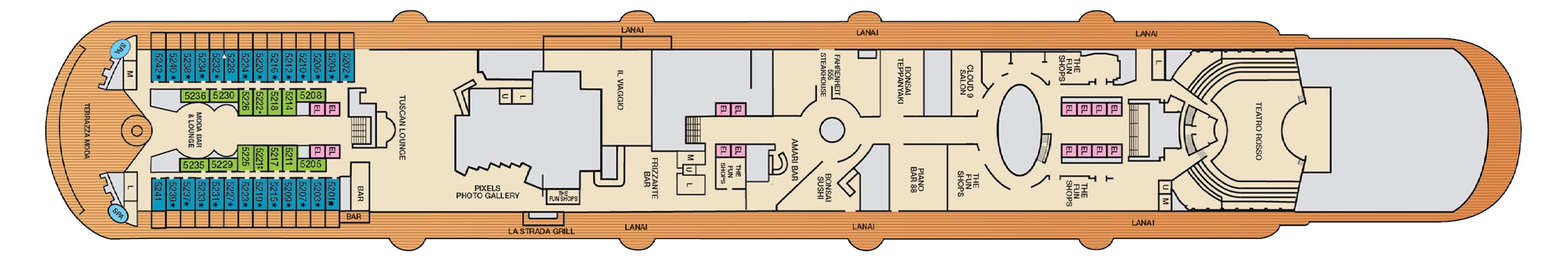 Deck 5 plan on Carnival Firenze