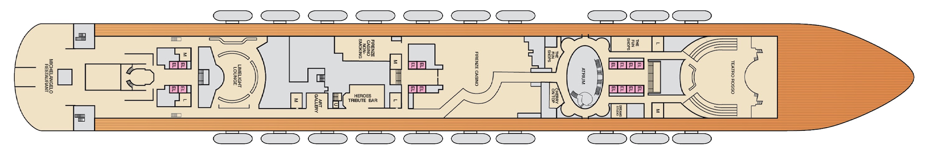 Deck 4 plan on Carnival Firenze