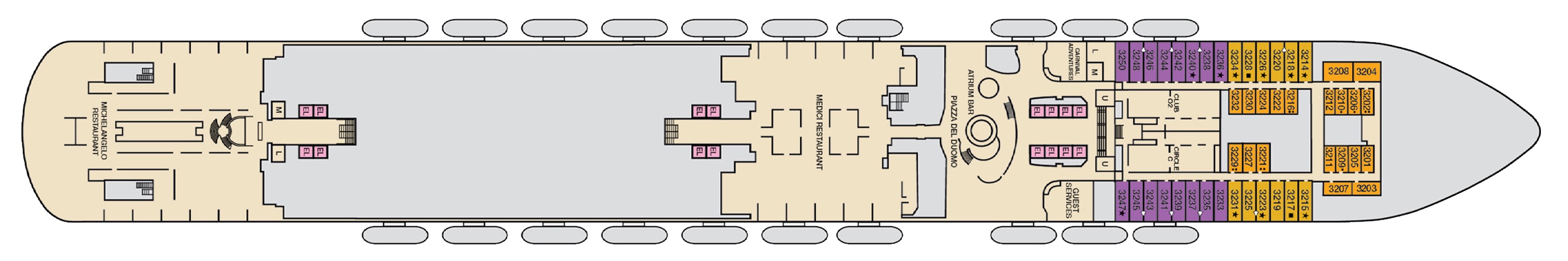 Deck 3 plan on Carnival Firenze