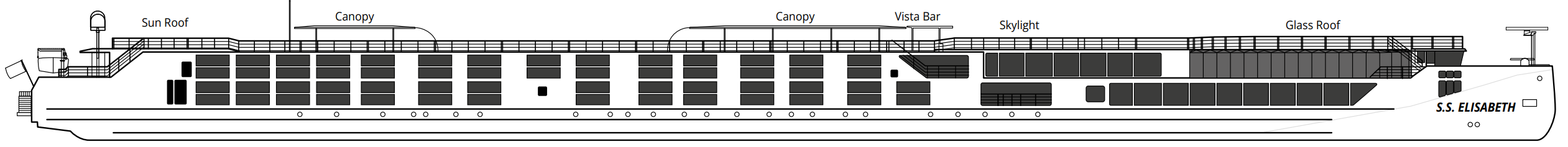 Sun Deck plan on S.S. Elisabeth
