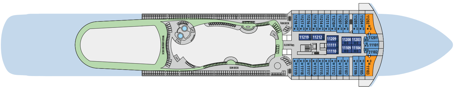 Deck 11 plan on Celestyal Discovery