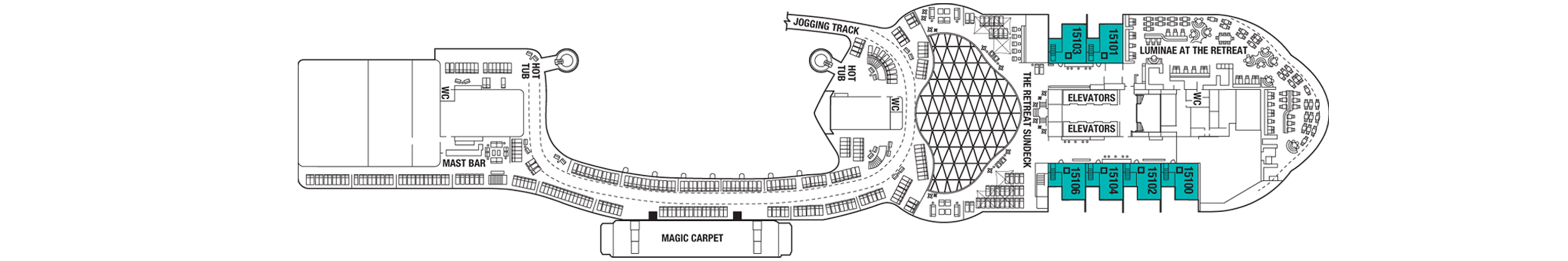 Deck 16 plan on Celebrity Xcel