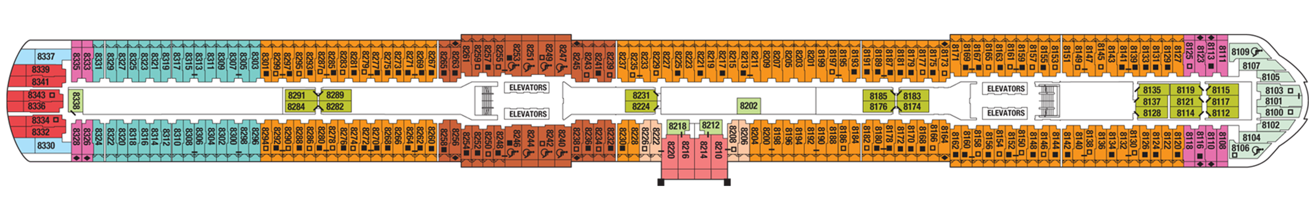 Deck 8 plan on Celebrity Xcel