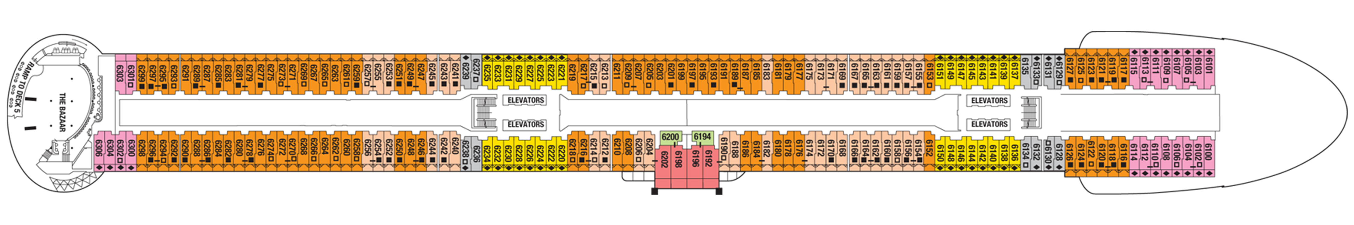 Deck 6 plan on Celebrity Xcel