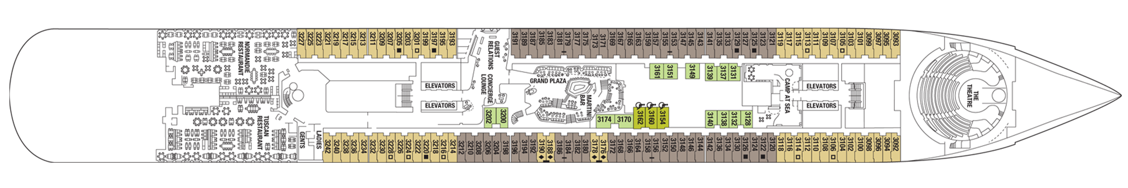 Deck 3 plan on Celebrity Xcel