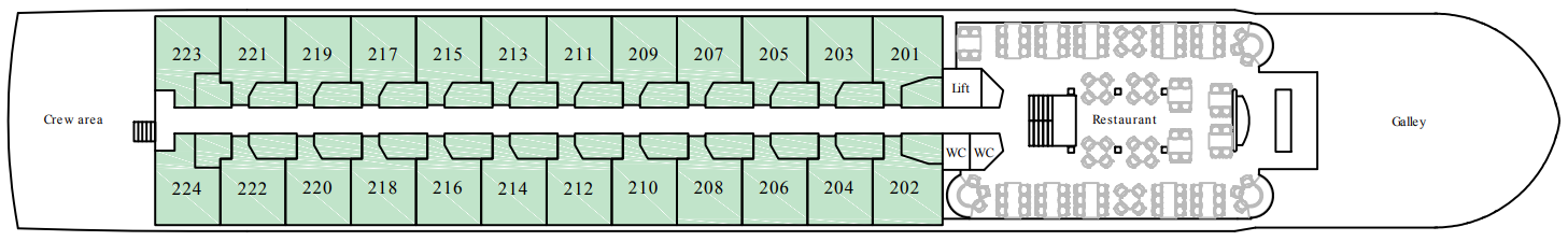 Ruby Deck plan on MS Riviera Rose