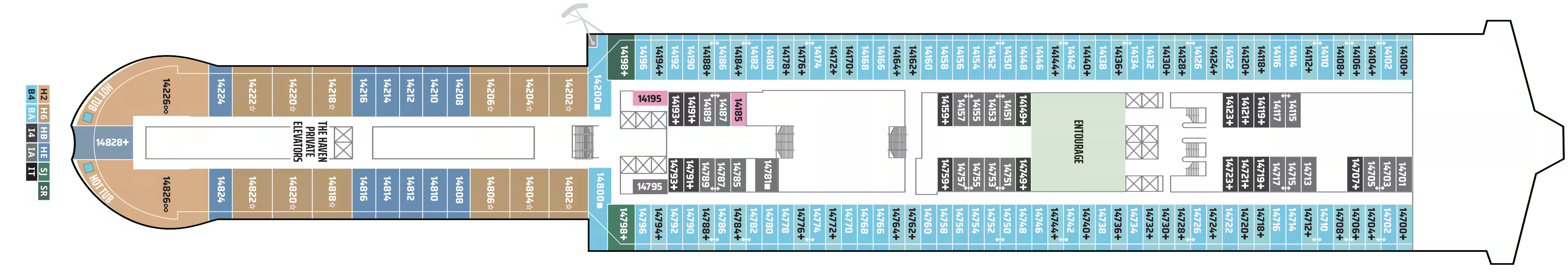 Deck 14 plan on Norwegian Luna
