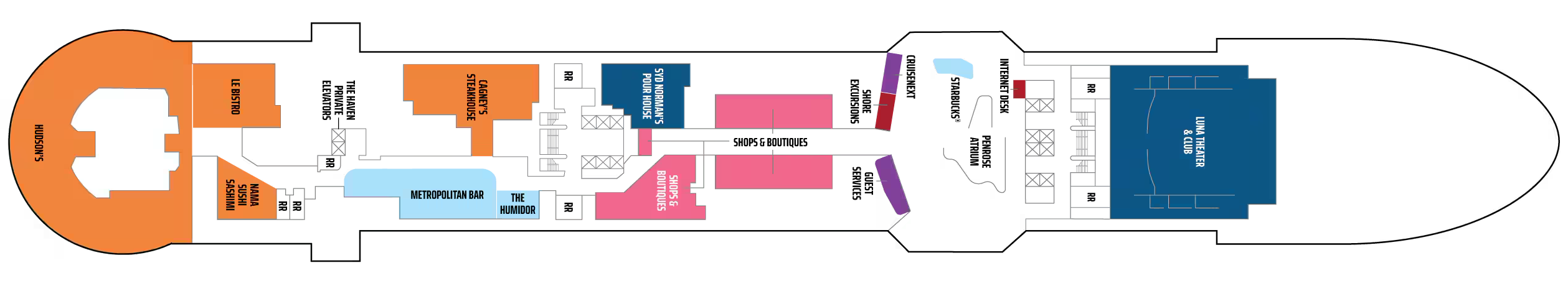 Deck 7 plan on Norwegian Luna