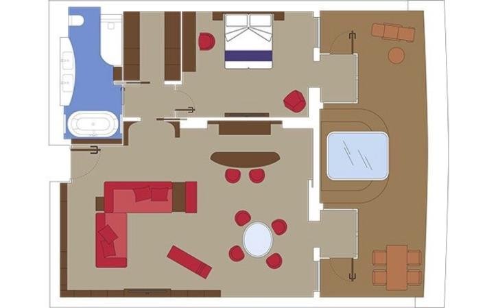 MSC Yacht Club Owner's Suite with Whirlpool Bath floor Plan