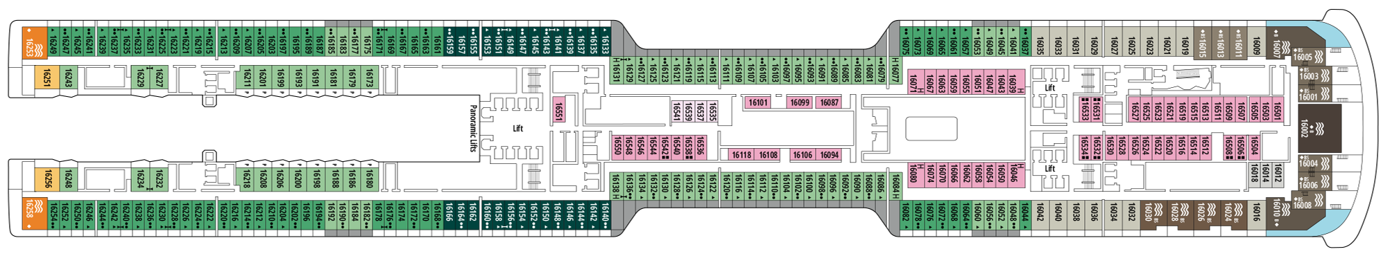 Deck 16 plan on MSC World Asia