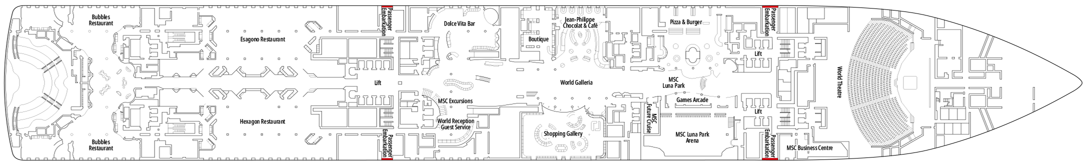 Deck 6 plan on MSC World Asia