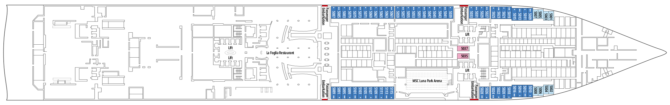 Deck 5 plan on MSC World Asia