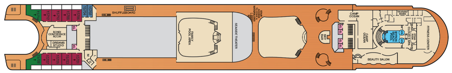 Deck 15 plan on Carnival Adventure
