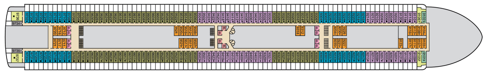 Deck 9 plan on Carnival Adventure