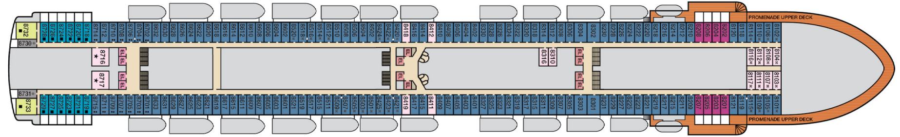 Deck 8 plan on Carnival Adventure