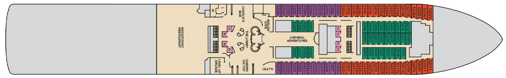 Deck 5 plan on Carnival Adventure