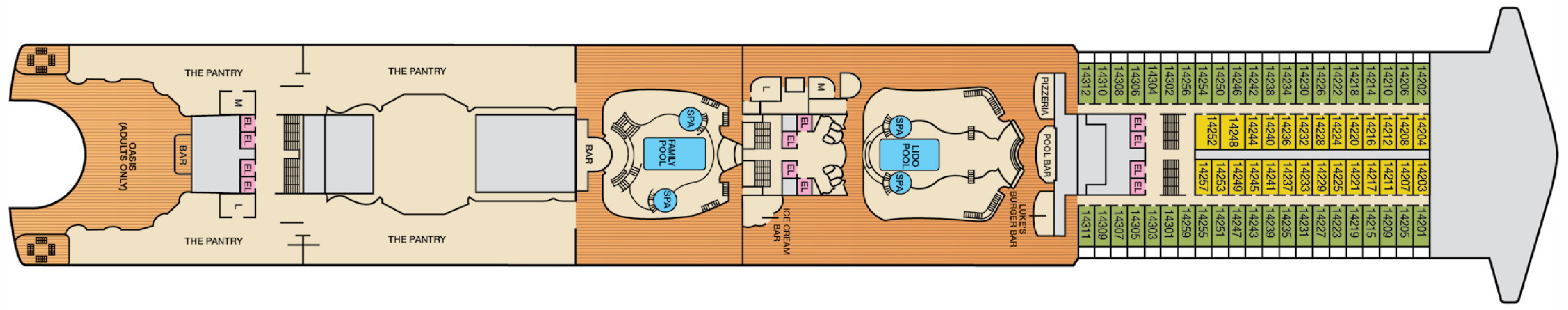 Deck 14 plan on Carnival Encounter