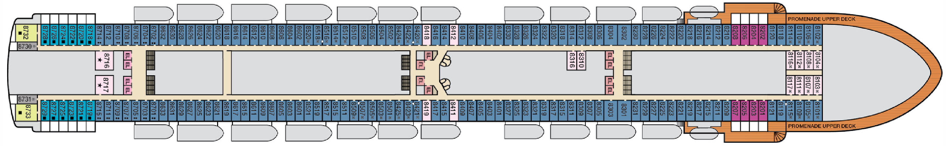 Deck 8 plan on Carnival Encounter