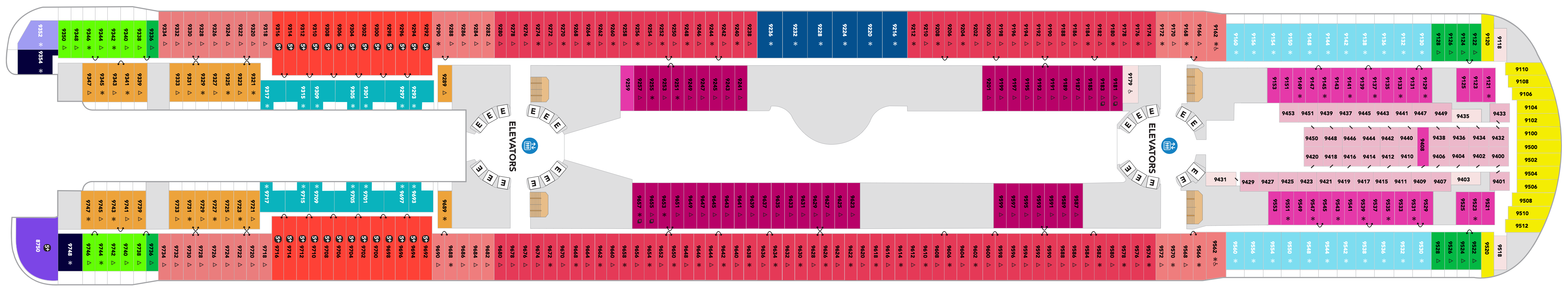 Deck 9 plan on Legend of the Seas