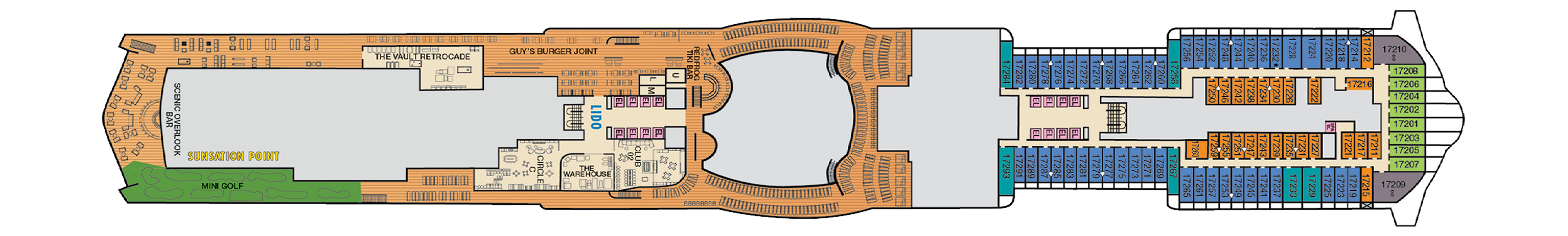 Deck 17 plan on Carnival Festivale